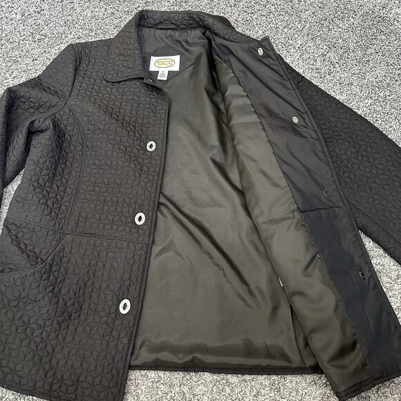 Vintage Talbots Mid Length Quilted Jacket Womens Size M Espresso Brown Preppy - Picture 2 of 7